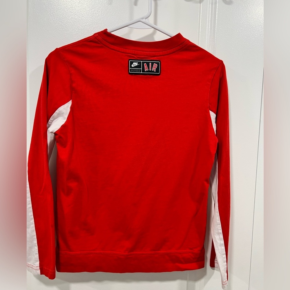 Nike Air Kids Red White Long Sleeve Athletic Shirt Boys Size 8/10 - Picture 3 of 5